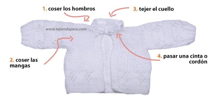 Chaqueta con rombos calados para bebe - Tejiendo Perú
