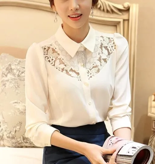Cheap ganchillo más tamaño calado coreano damas elegantes camisa ...