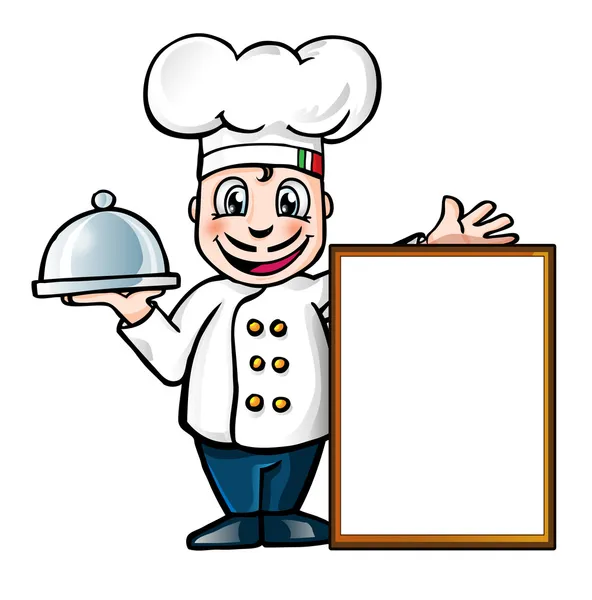 chef italiano con signo — Vector stock © Doom.ko #18843317