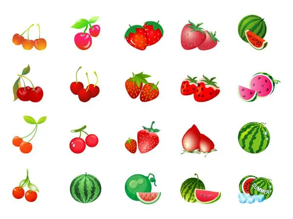 Cherry strawberry watermelon vector material Download Free Vector,