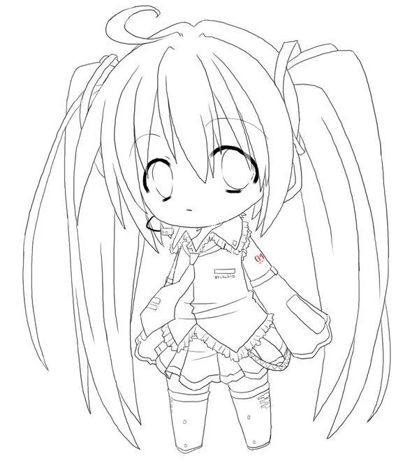 Chibi Miku - lineart by GaMu-ChAn on DeviantArt | Cartoon coloring pages,  Mermaid coloring pages, Chibi coloring pages