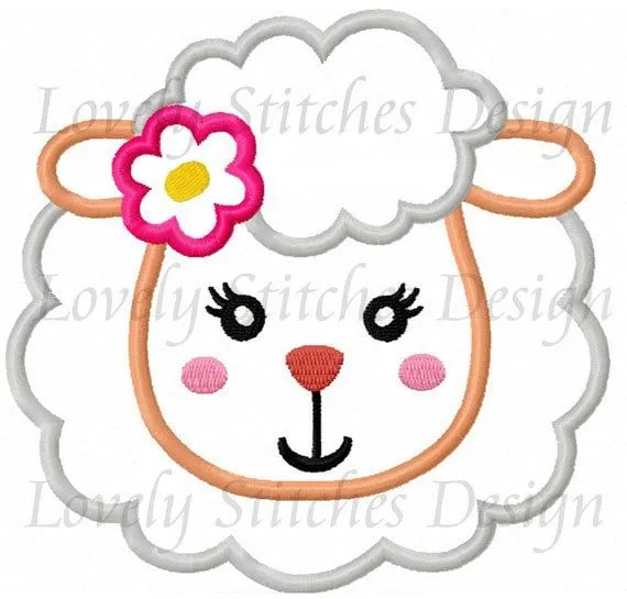 Chica ovejas cara aplique bordado de la máquina de diseño NO: 0289 - Etsy  México