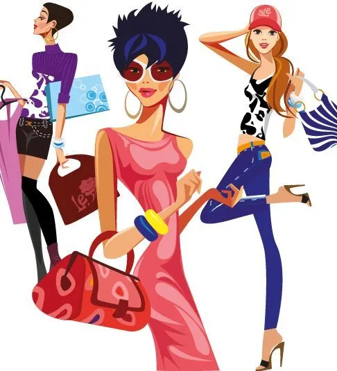chicas lindas de compras vectorial | Chicas animadas<3 | Pinterest ...