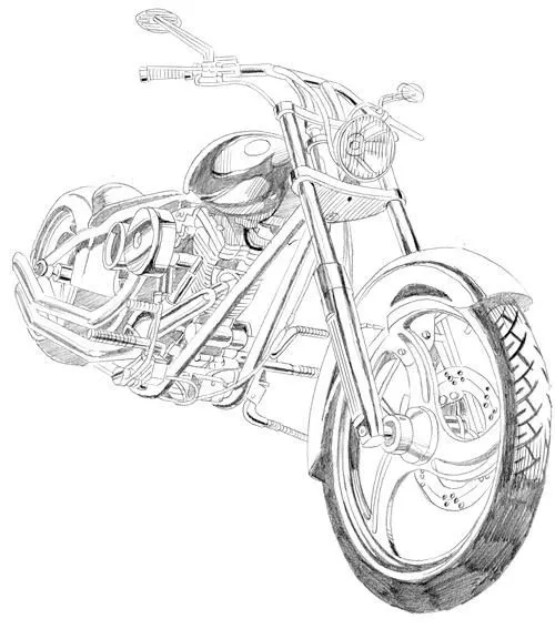 Dibujos de motos chopper a lapiz - Imagui