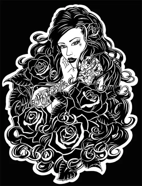 chingon as a sticker, una ruka con unas rosas | Art | Pinterest