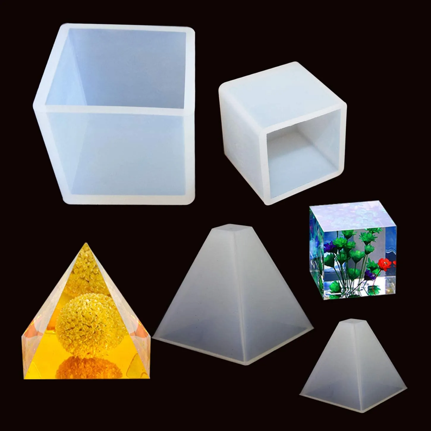 Chistepper - Juego de 4 moldes de silicona para colgar, diseño de cubo |  Arteztik