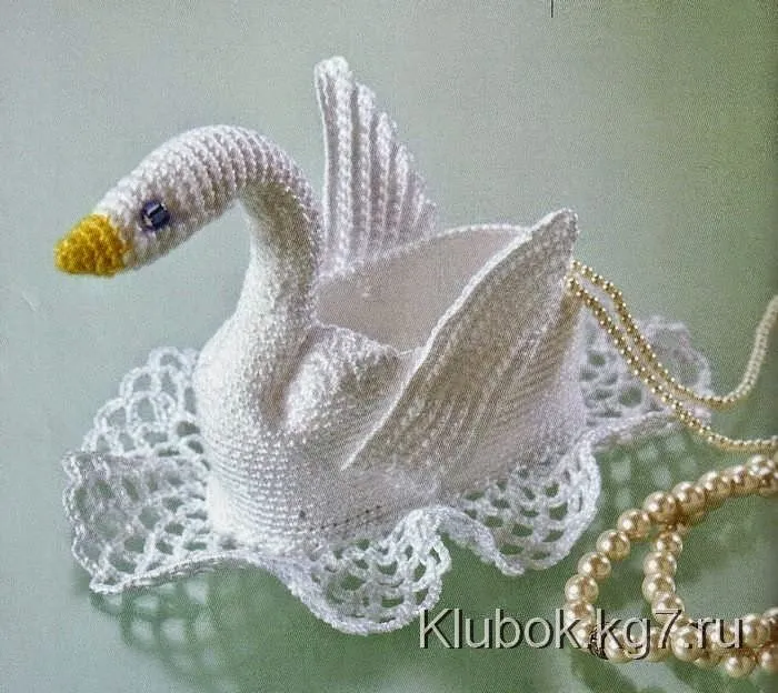 Cisne alhajero con base carpeta - con diagramas | Crochet y Dos agujas