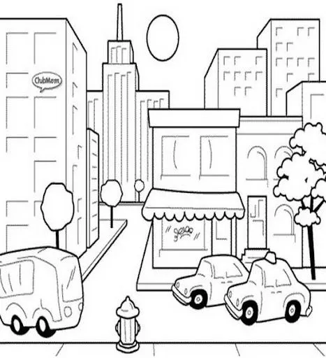 Dibujo de una ciudad urbana para colorear - Imagui