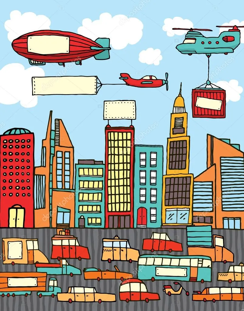 ciudad ocupada de dibujos animados — Vector stock © Curvabezier # ciudad ocupada de dibujos animados — Vector stock © Curvabezier #