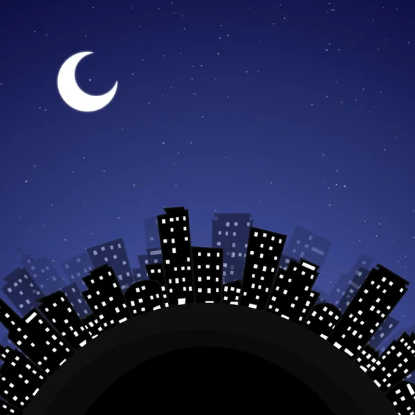 Ciudad de tierra de dibujos animados de noche — Vector stock ...