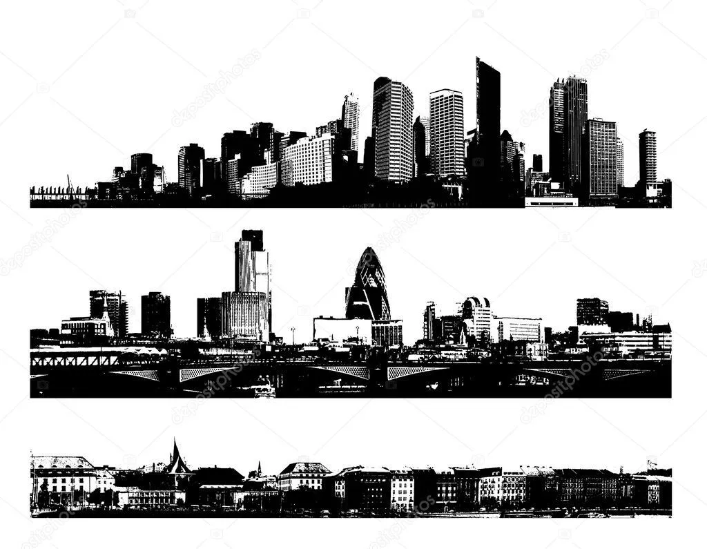 ciudades de blanco y negro panorama. arte vectorial — Vector stock ... ciudades de blanco y negro panorama. arte vectorial — Vector stock ...