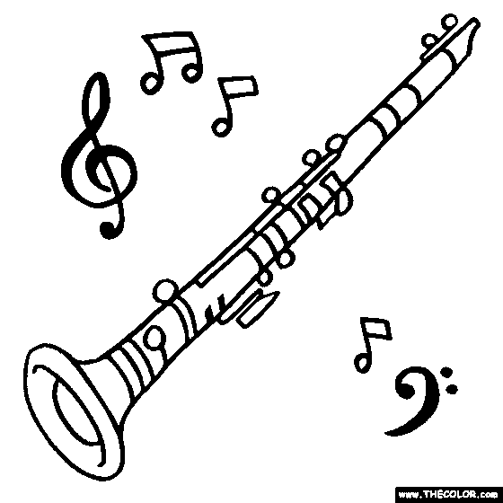 Clarinet Coloring Page | Color Musical Instruments | Embroidery ...