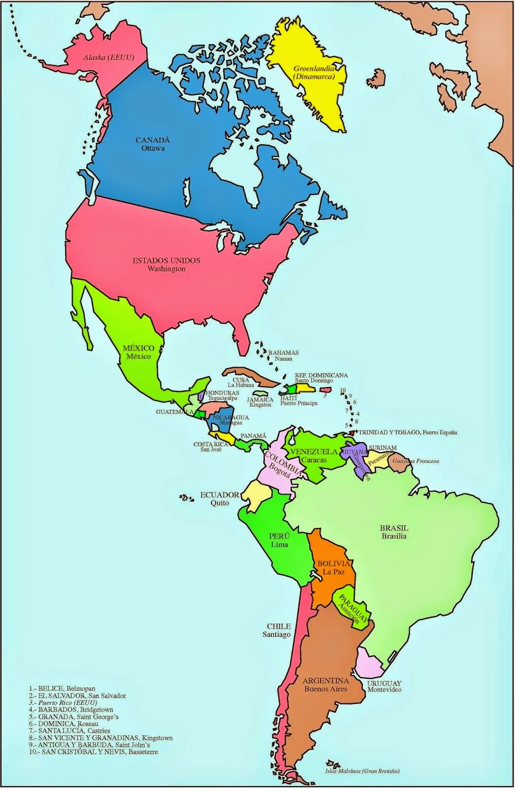 Para la clase de Historia: Actividad: Mapa político de América ...