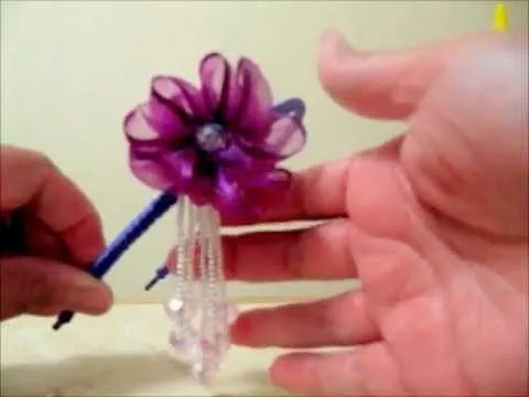 Clases de manualidades moño rosas de organza para el cabello - YouTube