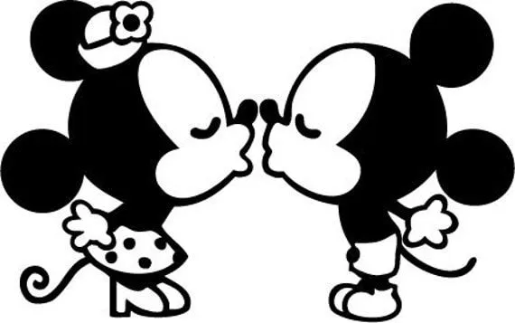 Classic Mickey and Minnie Mouse kissing vinyl por GrabersGraphics