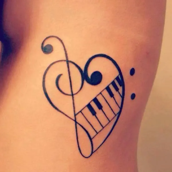 Clave de Sol & Fa con Piano - Tatuajes para Mujeres