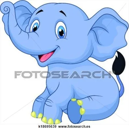Clip Art - lindo, elefante bebé, caricatura, sentado k18695639 ...