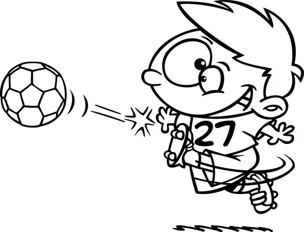 Clipart esbozado niño pateando un balón de fútbol — Vector stock ...