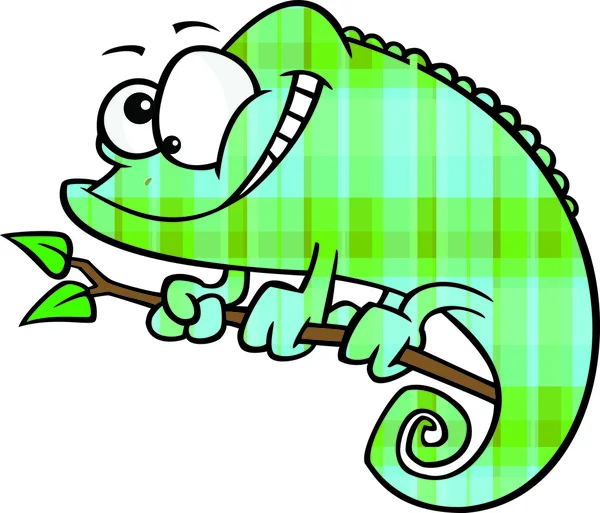 Clipart feliz de dibujos animados lagarto camaleón cuadros verde y ...