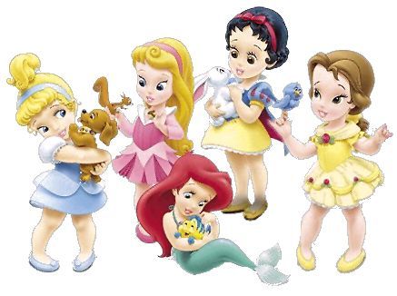 Clipart de Princesas Disney Niñas con sus Mascotas.