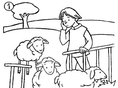 Dibujos para colorear de pastores con ovejas - Imagui