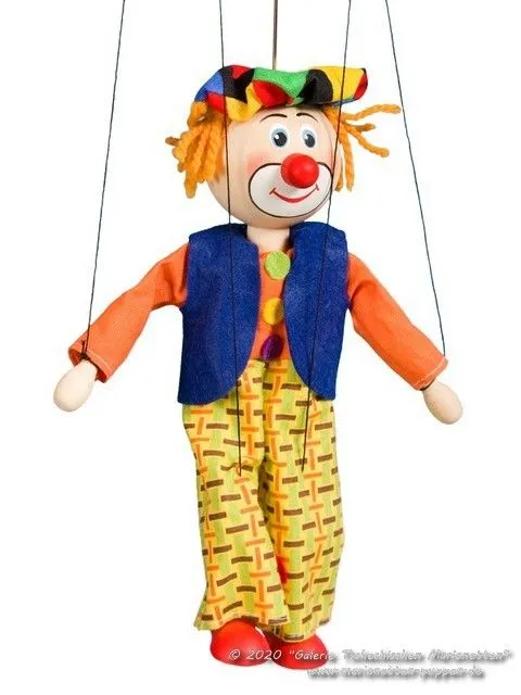 Clown marioneta titere de madera