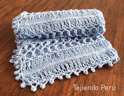 Cobija en horquilla y piñas en crochet - Tejiendo Perú