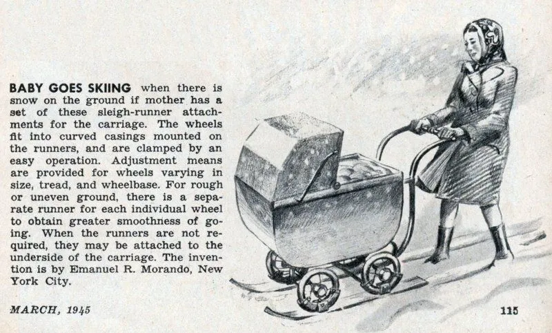 Coche para bebés – Baby carriage - retro ski