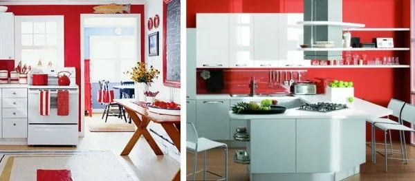 Cocinas en blanco y rojo : PintoMiCasa.com