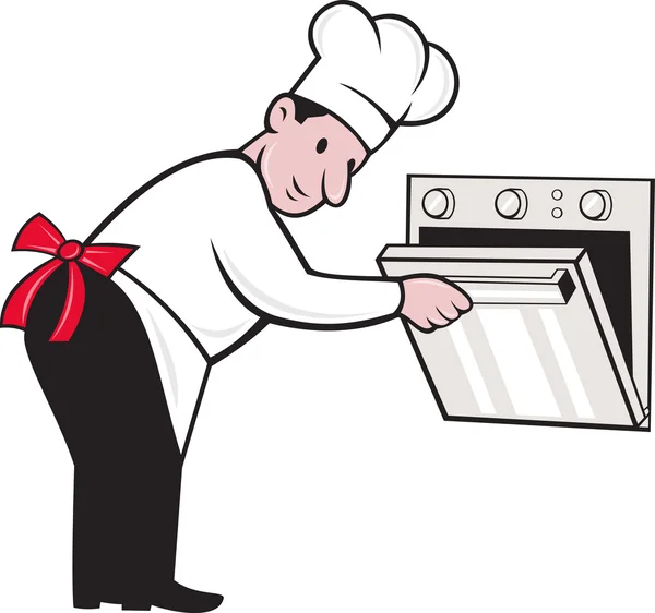 Cocinero de panadero de dibujos animados chef horno de apertura ...