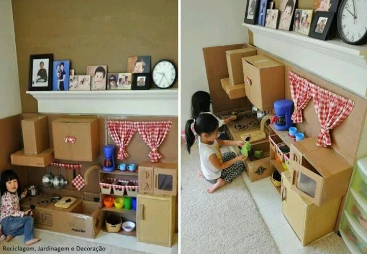 Cocinita de juguete hecha con cajas de cartón | Ideas para jacobo ...
