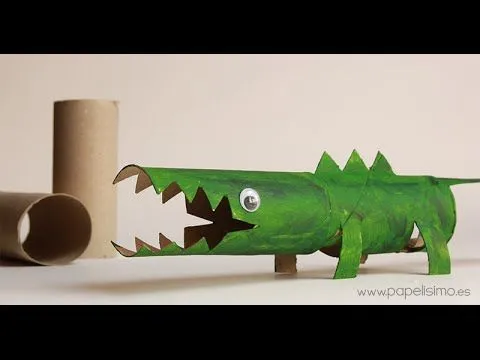 Cocodrilo: Manualidades con rollos papel higiénico - YouTube