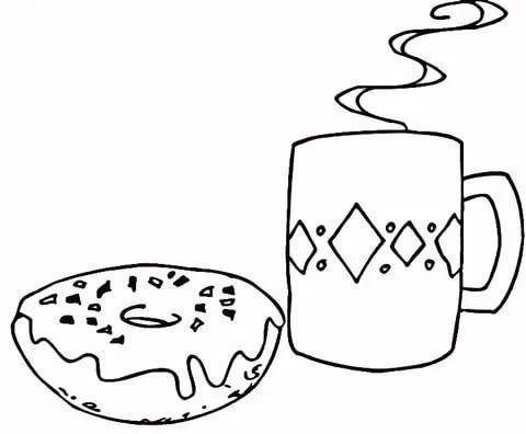 Coffee and Donut coloring page | Super Coloring