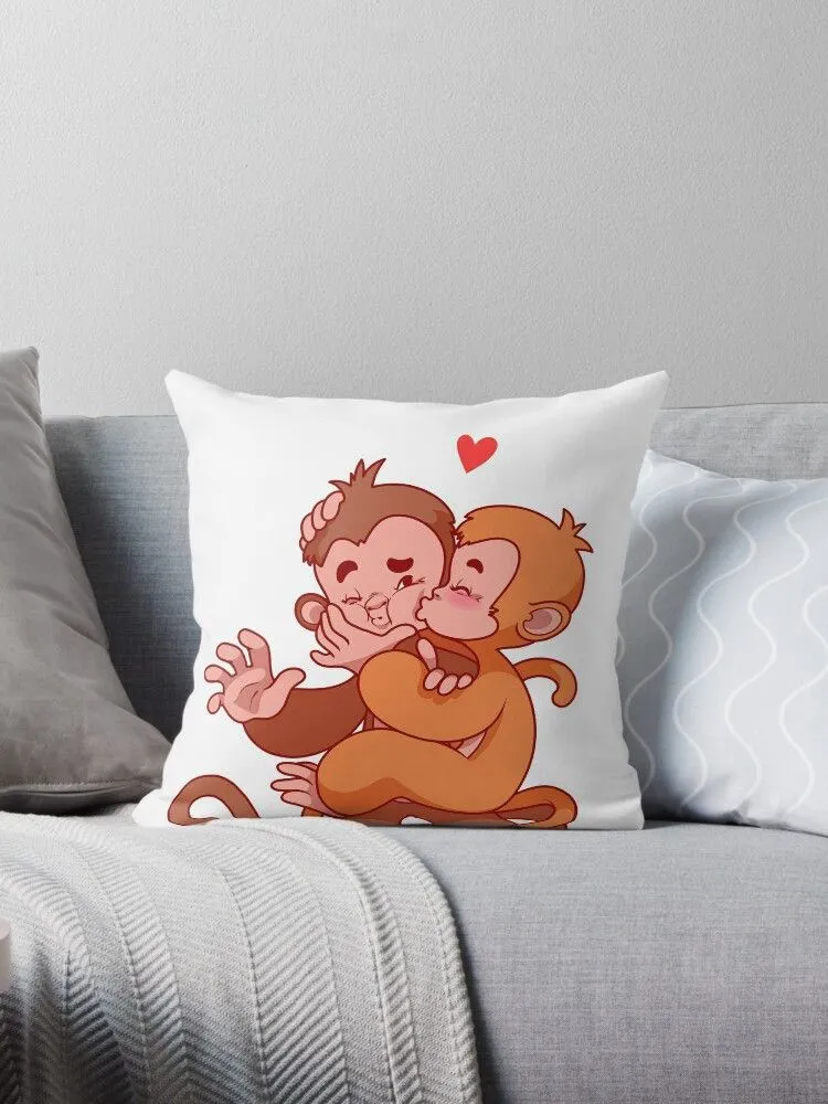 Cojín for Sale con la obra «Dos lindos monos besándose.» de Victoria  Kosheleva | Redbubble