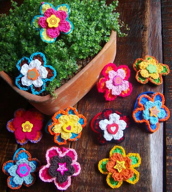 colas cabello-flores tejidas a crochet (¡más de 3.300 vistas ...