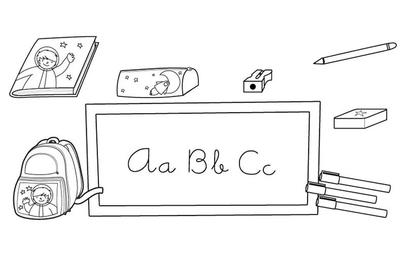 cosas del cole: dibujo para colorear e imprimir cosas del cole: dibujo para colorear e imprimir