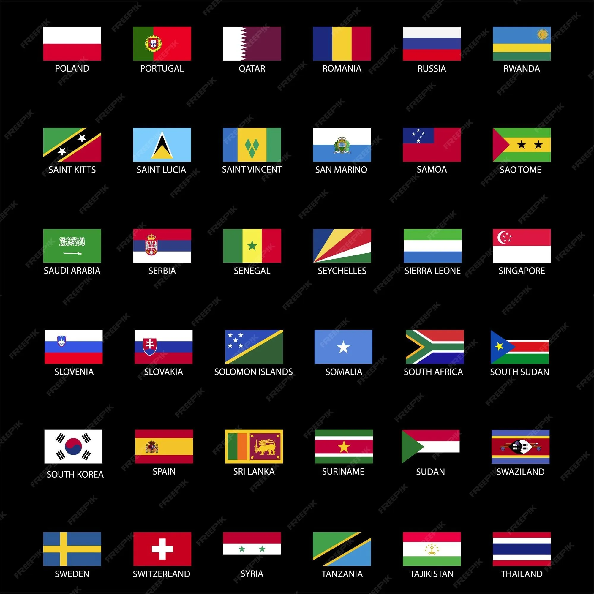 Colección de banderas de países del mundo con nombres | Vector Premium