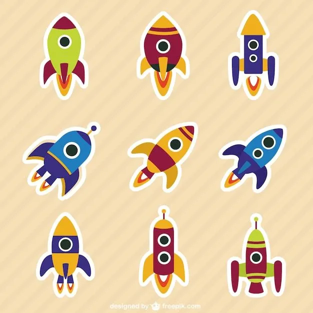 Colección de cohetes en estilo de dibujos animados | Descargar ...