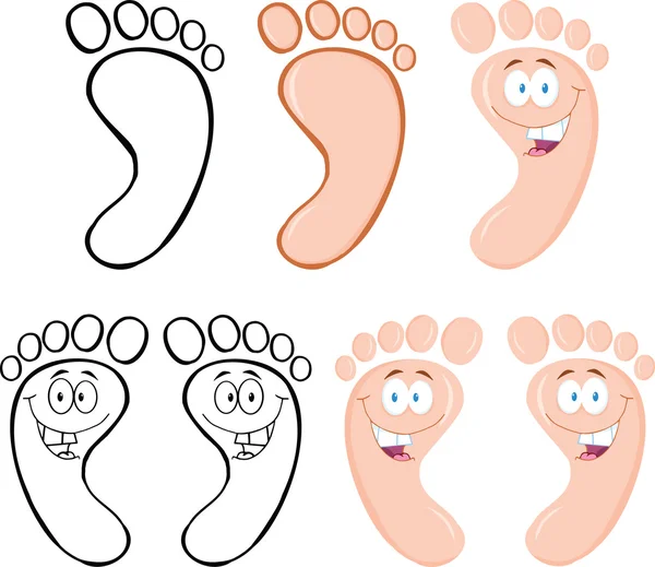 colección de conjuntos de caracteres de pies felices — Foto stock ...
