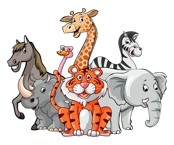 Colección de dibujos animados de animales graciosos — Vector stock ...