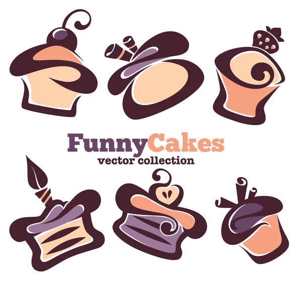 colección de dibujos animados divertidos cupcakes — Vector stock ...