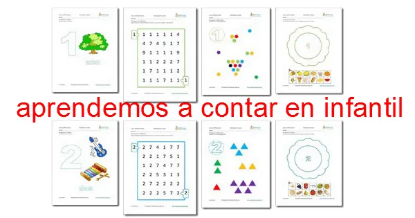 Colección de Fichas de matemáticas para preescolar Aprendemos a contar