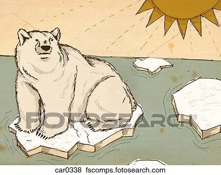 Colección de ilustraciones - un, oso polar, flotar, en ...