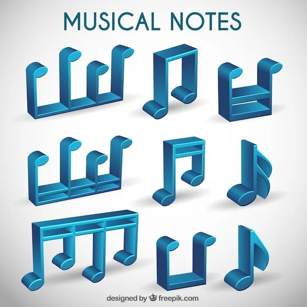 Colección de notas musicales 3d | Descargar Vectores gratis