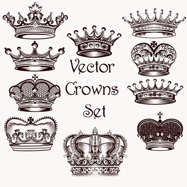 colección de vector dibujadas coronas para el diseño de la mano ...