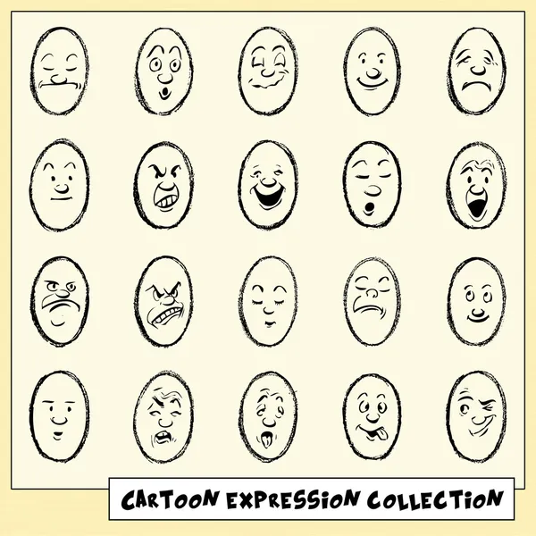 colección de veinte expresiones de la cara de dibujos animados ...