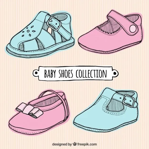 Colección de zapatos de bebé dibujados a mano | Descargar Vectores ...