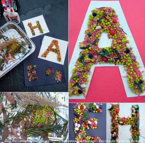 Collage otoñal de letras para niños - Manualidades Infantiles