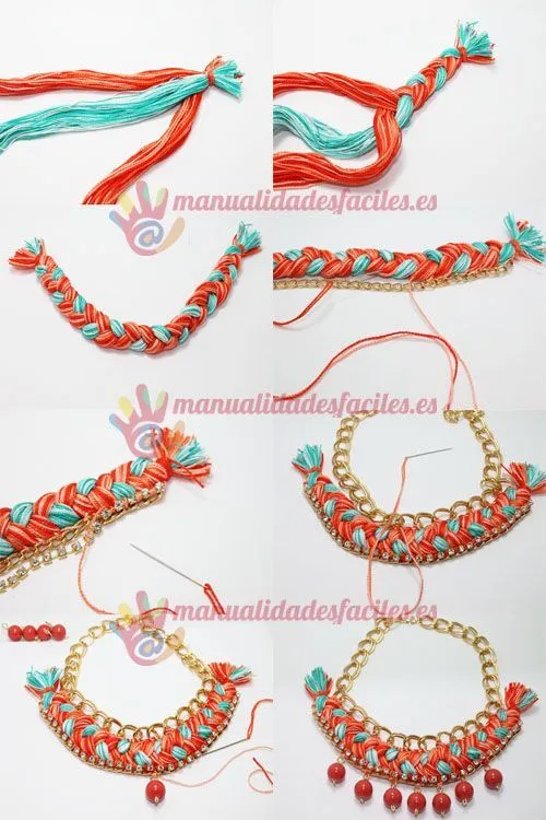 Como hacer un collar tejido con cadenas y abalorios | Jewelry ...
