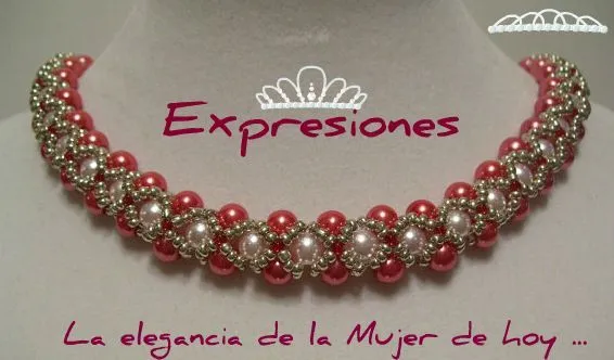 Collar tejido en perlas naturales y rojas enlazadas con mostacilla ...